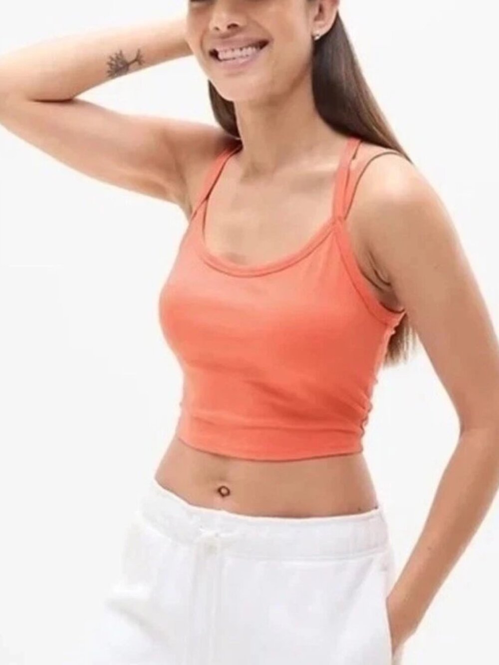 NWT Athleta Orange Haze Wide Binging Tank Top Crop Top